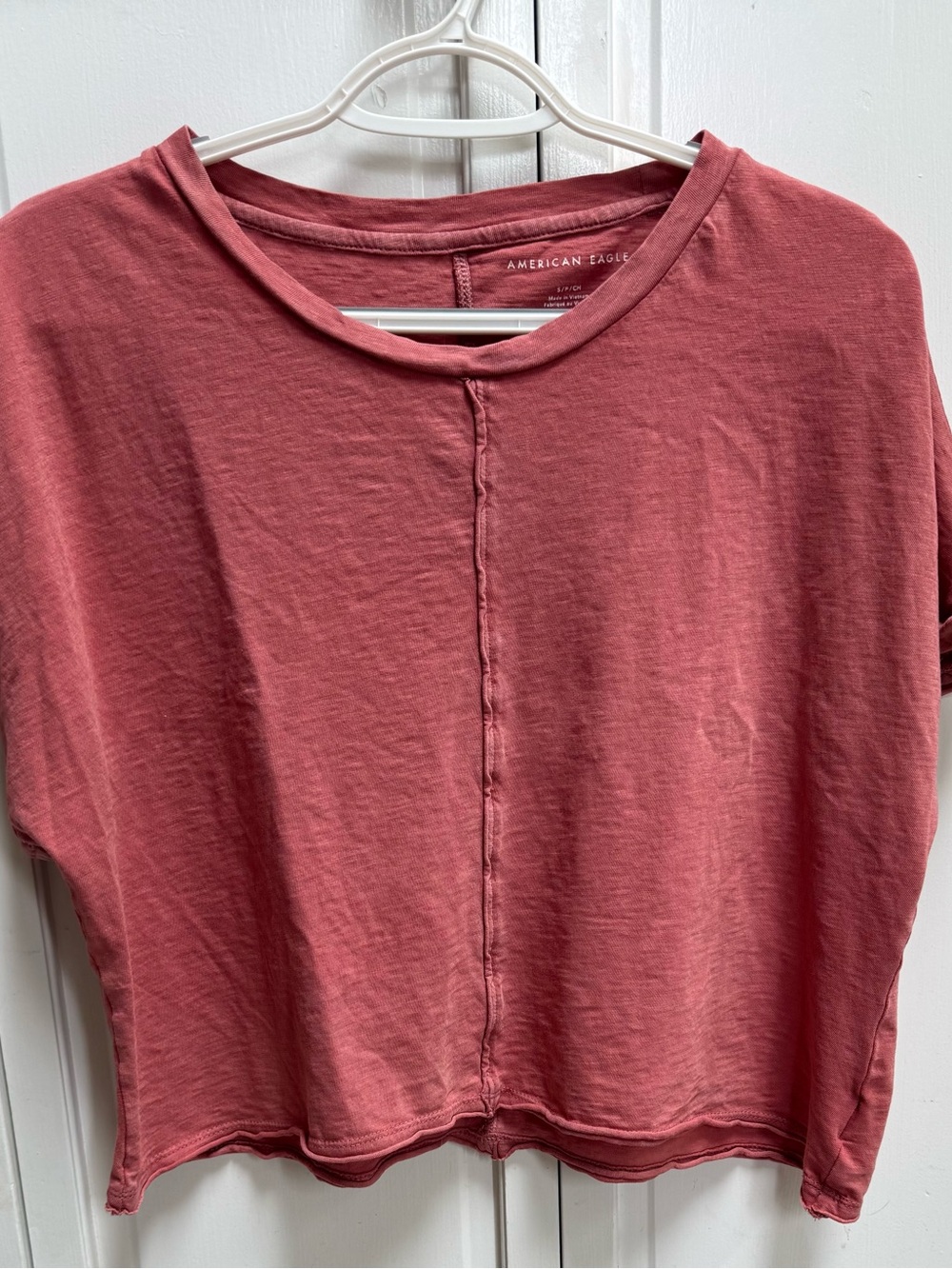 American Eagle Faded Mauve Boxy Cropped Tee